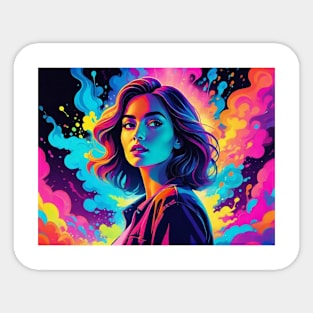 An Illustration of a Woman's Psychedelic Vision - colorful Sticker